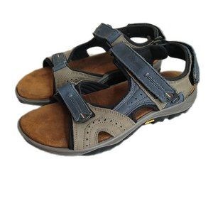Grisport Mens Brown Leather Sandals Size 13.5 USA, 47 EU Vibram Sole Adjustable